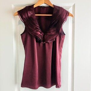 Ann Taylor Satin Organza Ruffle Sleeveless Top